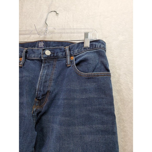 Gap Jeans Men Size 30 Blue Denim Cotton Medium Wash Flat Front Slim Straight Leg - Picture 4 of 9